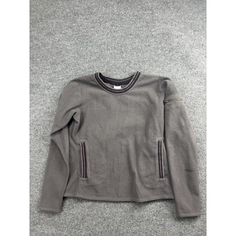 Patagonia Fleece Sweater Womens Medium Gray Crewneck Pockets Made‎ USA Pullover